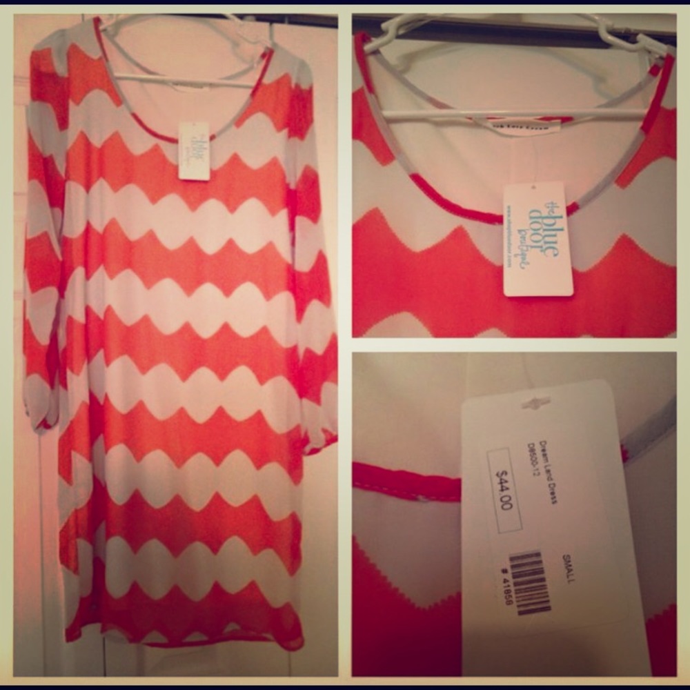 Coral and Cream Boutique Dress. NWT!